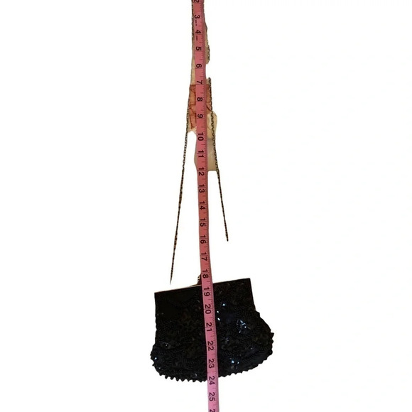 Vintage black beaded formal purse evening bag special occasion Holiday party - Picture 10 of 12